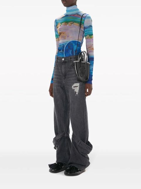 JW Anderson mini Belt coated-denim tote bag - Black - zdjęcie produktu nr 2