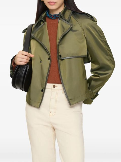 Burberry leather-trimmed press-stud jacket - Green