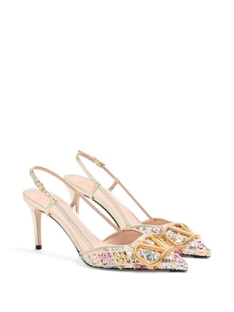 Valentino Garavani 80mm sequin-embellished slingback pumps - Neutrals - zdjęcie produktu nr 2