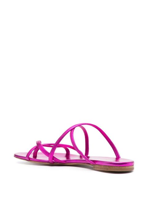 Casadei metallic leather slides - Pink