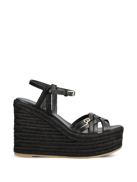 Valentino Garavani Rockstud woven wedge sandals - Black - zdjęcie produktu nr 1