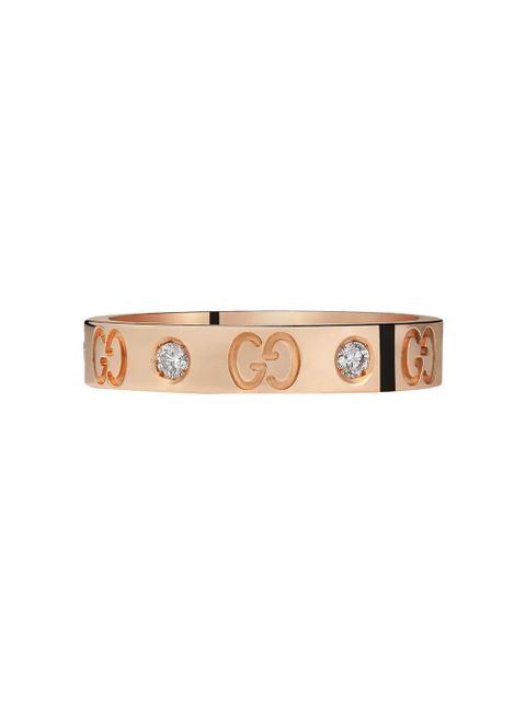 Gucci thin rose gold diamond icon ring - Pink