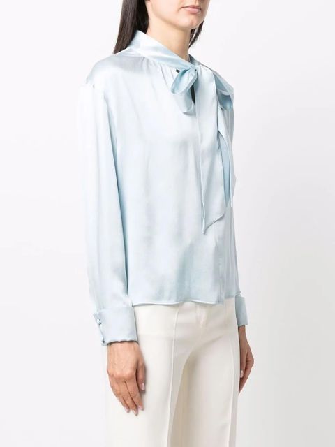 Lanvin ribbon-fastened silk blouse - Blue