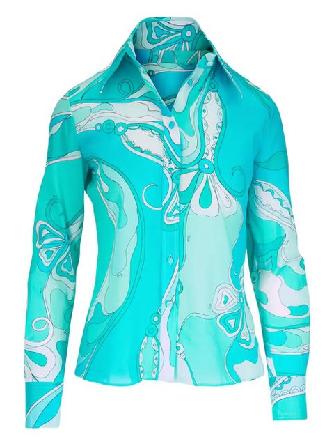PUCCI Orchidee-print cotton shirt - Blue - zdjęcie produktu nr 1