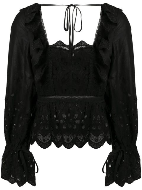 Self-Portrait lace embroidered blouse - Black - zdjęcie produktu nr 1