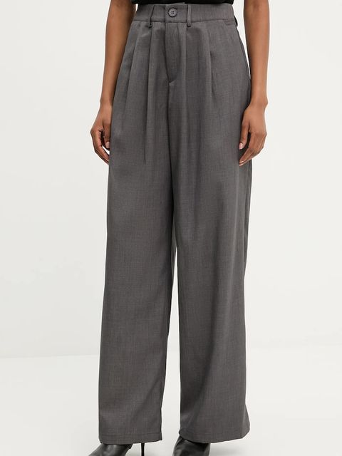 Answear.LAB spodnie damskie kolor szary szerokie high waist