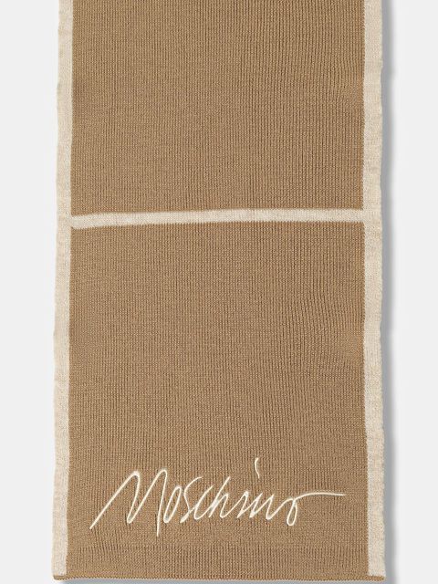 Moschino szalik z wełną damski kolor beżowy wzorzysty M3351 30843 - zdjęcie produktu nr 2