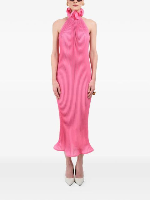 Rowen Rose pleated turtleneck maxi dress - Pink