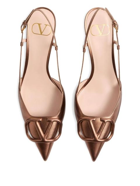 Valentino Garavani 80mm VLogo Signature slingback pumps - Brown
