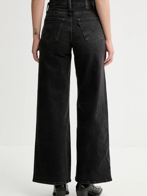 Levi's jeansy 728 HR WIDE LEG damskie kolor czarny 0039B