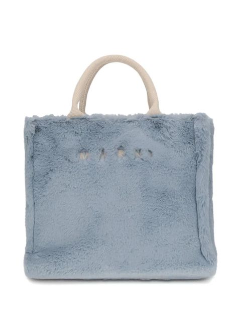 Marni fur-trimmed tote bag - Blue - zdjęcie produktu nr 2
