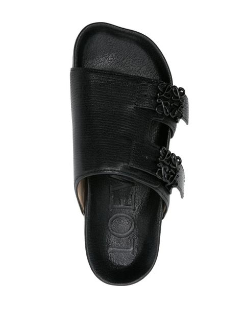 LOEWE Anagram-buckle leather slides - Black