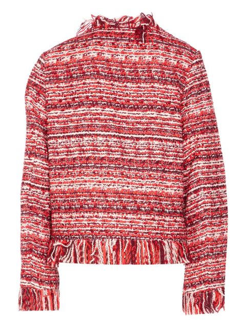 Essentiel Antwerp fringed-trim tweed jacket - Red - zdjęcie produktu nr 2