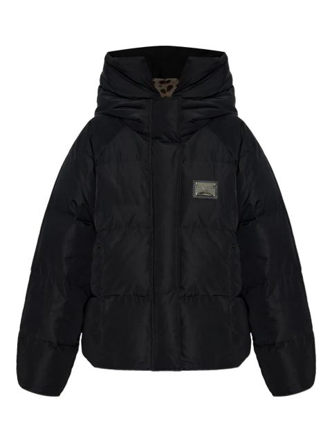 Dolce & Gabbana hooded logo-plaque puffer jacket - Black - zdjęcie produktu nr 1