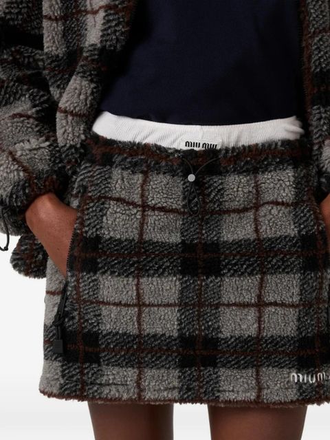 Miu Miu checked-pattern toggle mini skirt - Grey