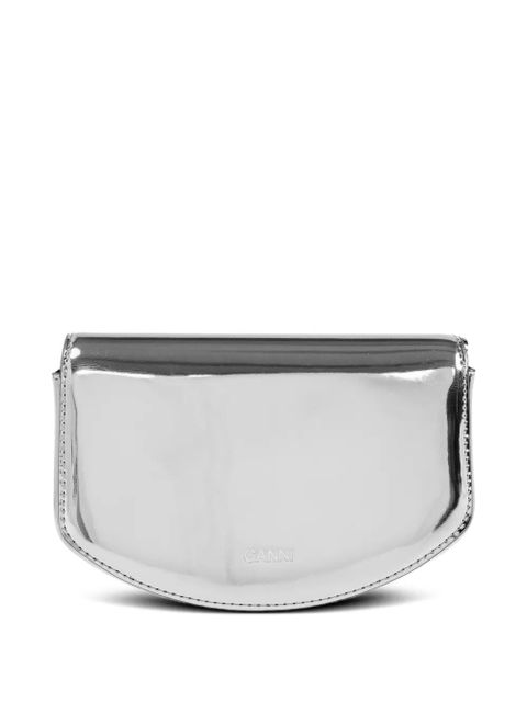 GANNI metallic-effect clasp chain mini bag - Grey