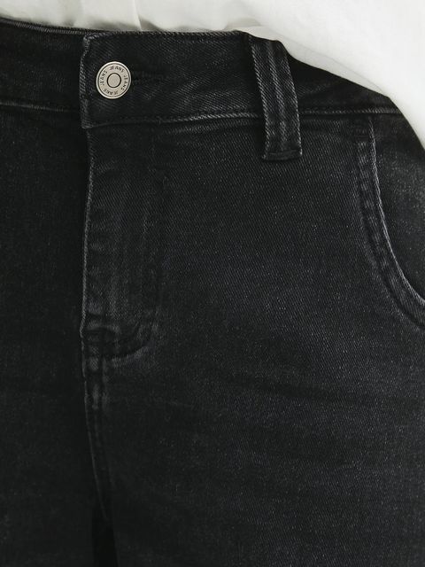 Answear.LAB szorty jeansowe damskie kolor czarny gładkie high waist