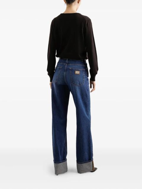 Dolce & Gabbana scoop-neck long-sleeve top - Brown