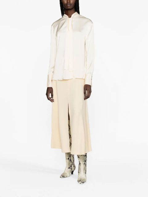 Jil Sander satin-finish tie-neck blouse - Neutrals - zdjęcie produktu nr 2