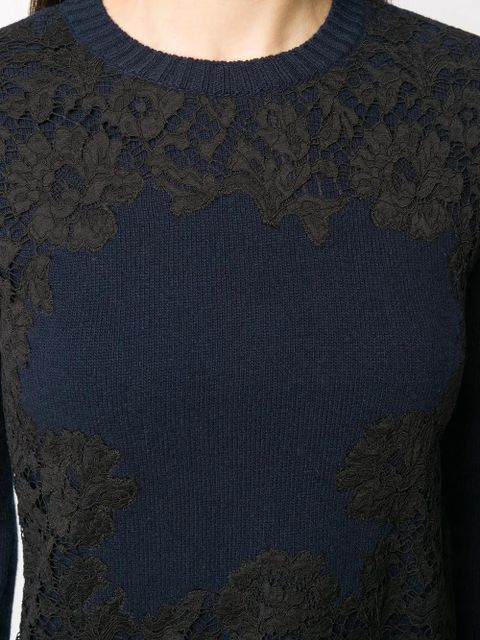 Valentino Garavani lace overlay jumper - Blue