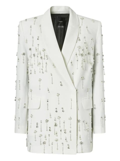 PINKO crystal-embellished double-breasted jacket - White - zdjęcie produktu nr 1