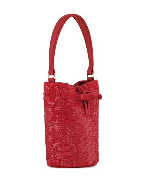 Longchamp mini Le Roseau sequin-embellished bucket bag - Red