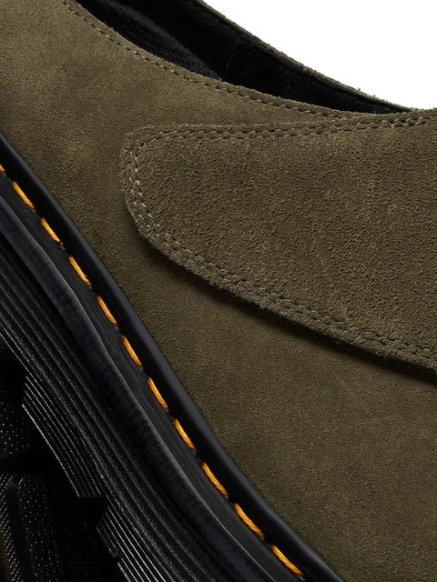 Dr. Martens klapki zamszowe ZebZag AnyWair Mule kolor zielony DM41730300