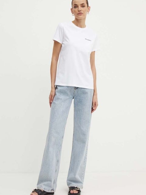 Karl Lagerfeld t-shirt bawełniany damski kolor biały 245W1714
