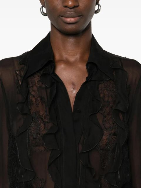 Valentino Garavani floral-embroidered blouse - Black