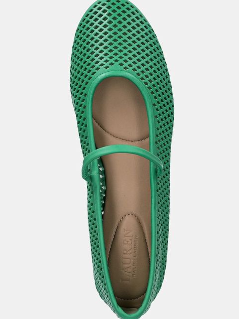 Lauren Ralph Lauren baleriny skórzane Jayna Mj kolor zielony 802P04176005