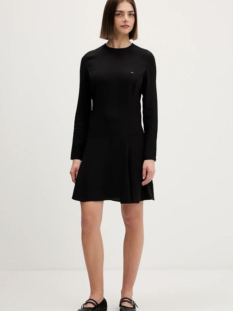 Tommy Jeans sukienka kolor czarny mini rozkloszowana DW0DW21916 - zdjęcie produktu nr 2