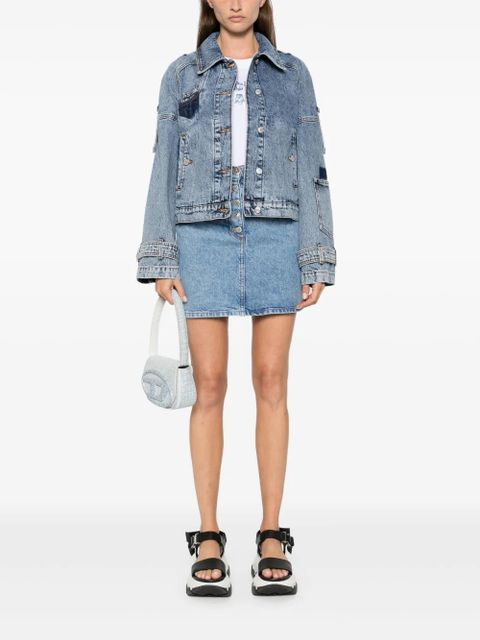 Moschino logo-engraved buttons denim skirt - Blue - zdjęcie produktu nr 2