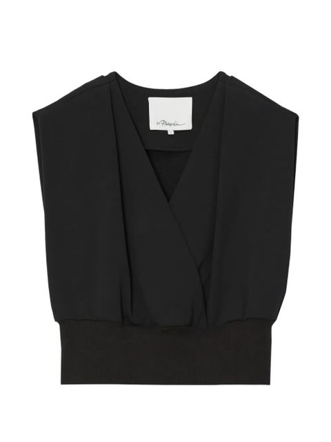3.1 Phillip Lim V-neck shoulder-pad top - Black - zdjęcie produktu nr 1