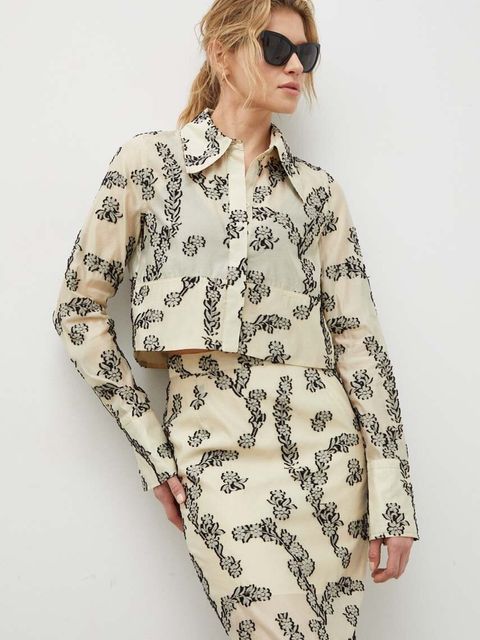 Day Birger et Mikkelsen koszula damska kolor beżowy regular z kołnierzykiem klasycznym - zdjęcie produktu nr 1