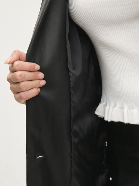 Answear.LAB marynarka kolor czarny jednorzędowa gładka