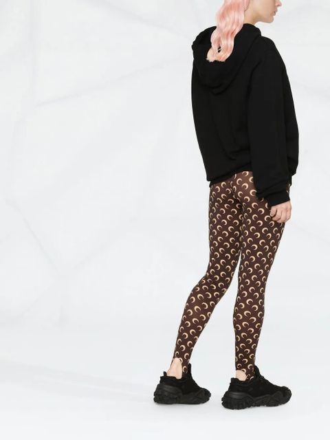 Marine Serre Fuseaux crescent moon-print stirrup leggings - Brown