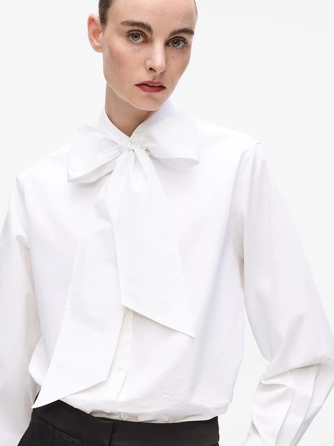 Karl Lagerfeld koszula bawełniana damska kolor biały regular A4W11009