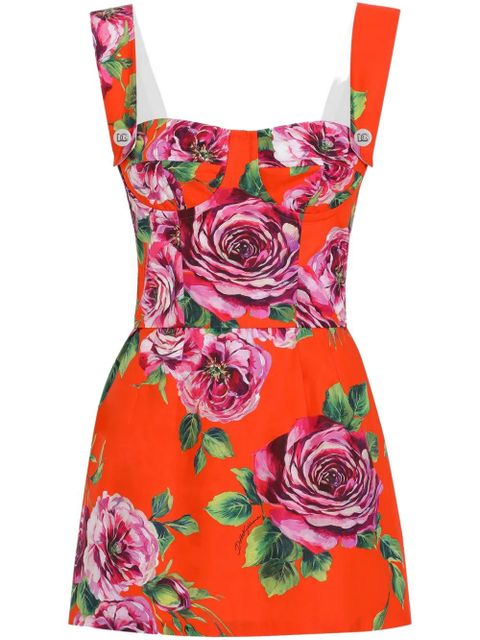 Dolce & Gabbana floral-print mini dress - Red - zdjęcie produktu nr 1