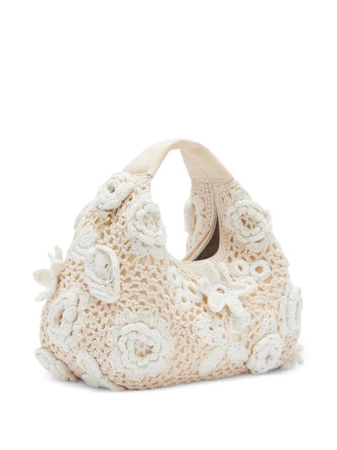 GANNI floral crochet tote bag - Neutrals