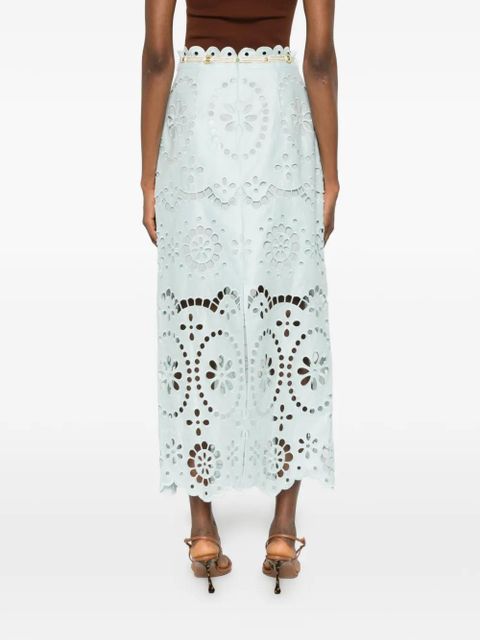 ZIMMERMANN Awaken embroidered midi skirt - Blue