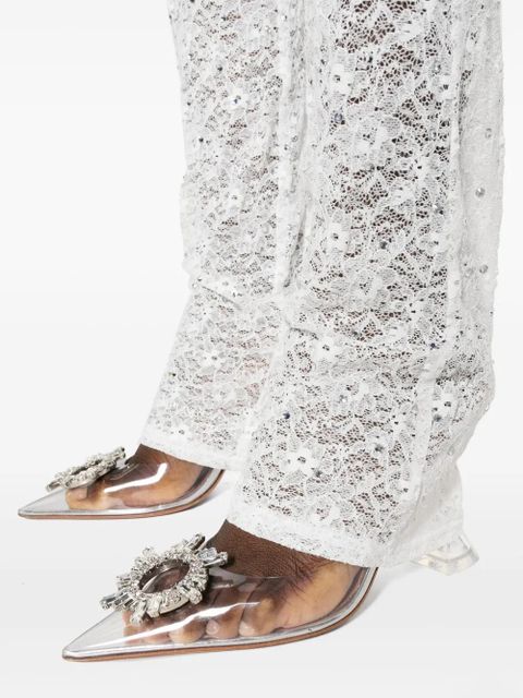 Alessandra Rich floral-lace semi-sheer leggings - White