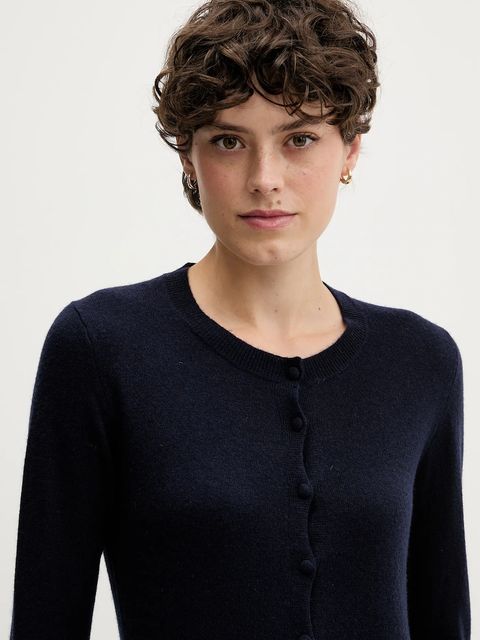 Sisley kardigan z domieszką wełny kolor granatowy lekki 102HM5237