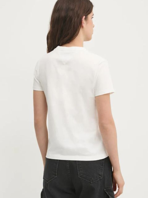 Tommy Jeans t-shirt bawełniany damski kolor beżowy DW0DW20153
