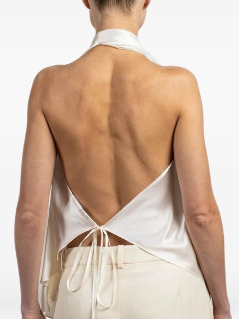 WARDROBE.NYC halter satin blouse - Neutrals