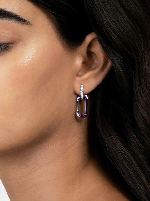 EÉRA 18K white gold small Chiara diamond earring - Purple