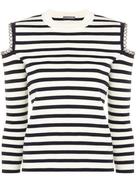 Alexander McQueen chain-embellished striped jumper - Neutrals - zdjęcie produktu nr 1
