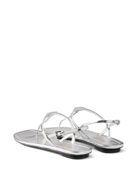 Prada metal buckle thong sandals - Silver