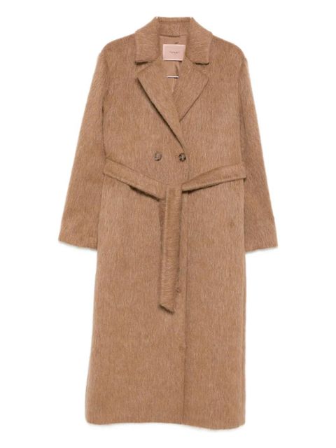 TWINSET double-breasted belted coat - Brown - zdjęcie produktu nr 1