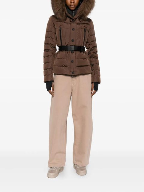Moncler belted puffer jacket - Brown