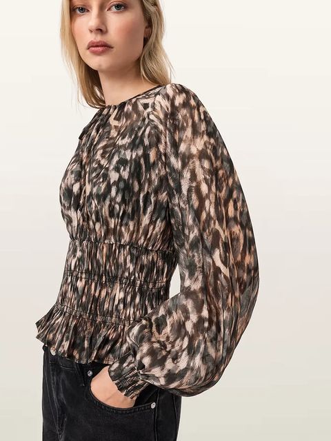 AllSaints bluzka z dodatkiem jedwabiu CERN